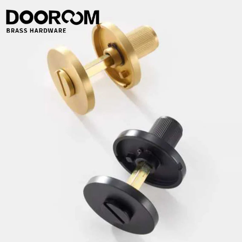 DOOROOM Brass Soliding knob BK One Word Emergency Sliding Door Lock Copper Wire Black Bathroom Sliding Door Lock copper