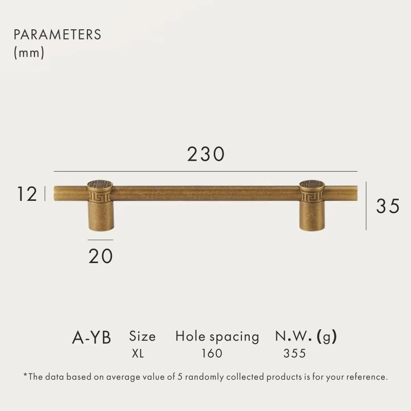 Dooroom Brass Furniture Handles Modern Yellow Bronze Cupboard Wardrobe Dresser Shoe Box Drawer Cabinet Knobs T-Bar