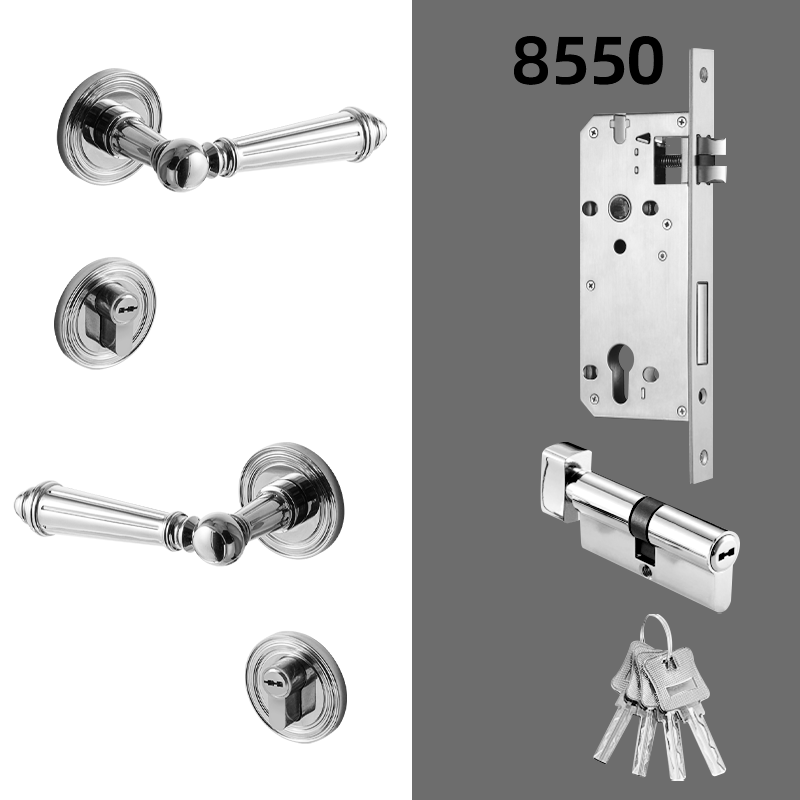 Dooroom Brass Door Lever Set Bright Silver French Retro Bedroom Gold Chrome New Classic Solid Wood Interior Lock Set Dummy Lock