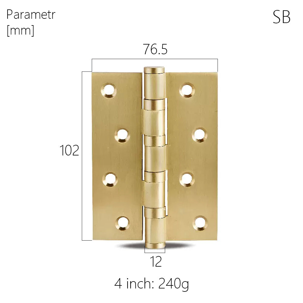 道鲁 一片式门用厚黄铜轴承合页 4"x3"x3mm, 5"x3"x3mm 实木门美式黑金静音合页带螺丝