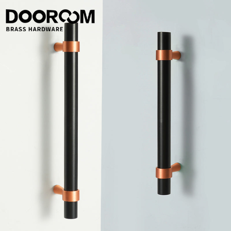 Dooroom Brass Furniture Handles Modern Copper Black Pulls Cupboard Wardrobe Dresser Shoe Box Drawer Cabinet Handles Knobs
