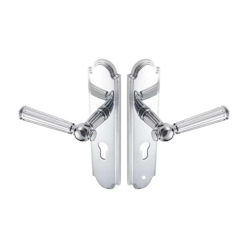 Dooroom Brass Door Lock Set Modern Shiny Chrome Interior Bedroom Bathroom Double Wood Door Lever Set Dummy Handle