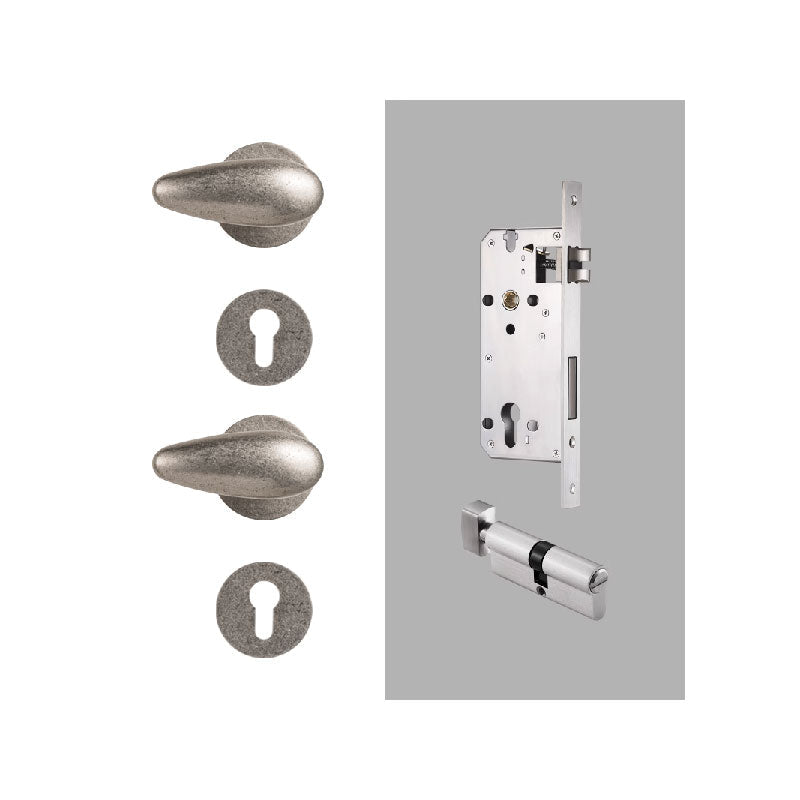Dooroom Brass Door Lock Set Minimalist Ancient Silver Interior Bedroom Bathroom Dummy Privacy Passage Hidden Door Lock