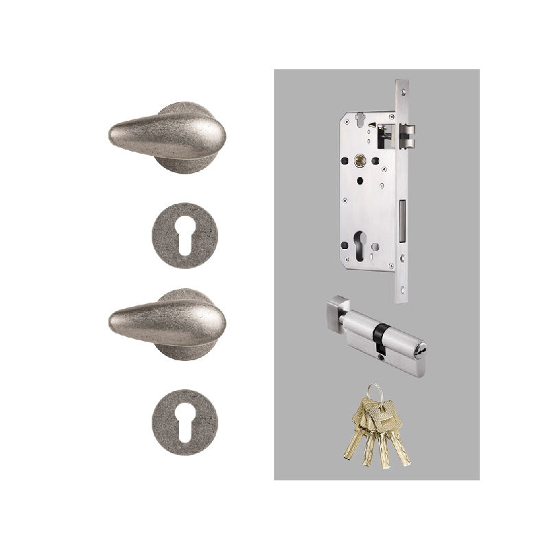 Dooroom Brass Door Lock Set Minimalist Ancient Silver Interior Bedroom Bathroom Dummy Privacy Passage Hidden Door Lock