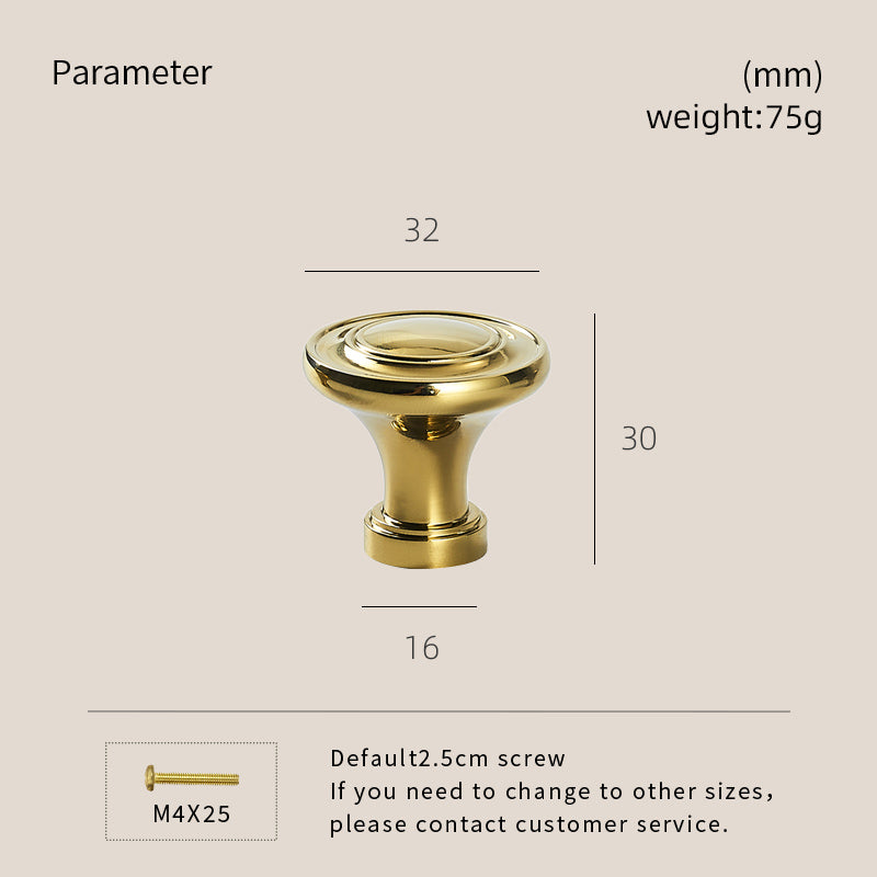 DOOROOM Solid Brass Handle Superior Quality Wardrobe Cabinet Round Drawer Knob Mushroom Type Porcelain Bling Single Hole Handle