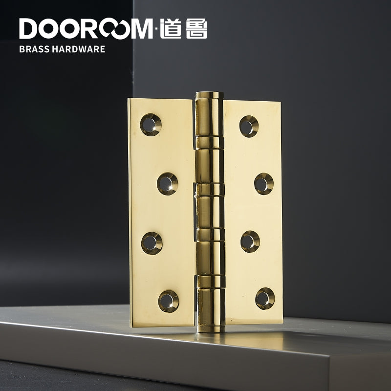道鲁 一片式门用厚黄铜轴承合页 4"x3"x3mm, 5"x3"x3mm 实木门美式黑金静音合页带螺丝