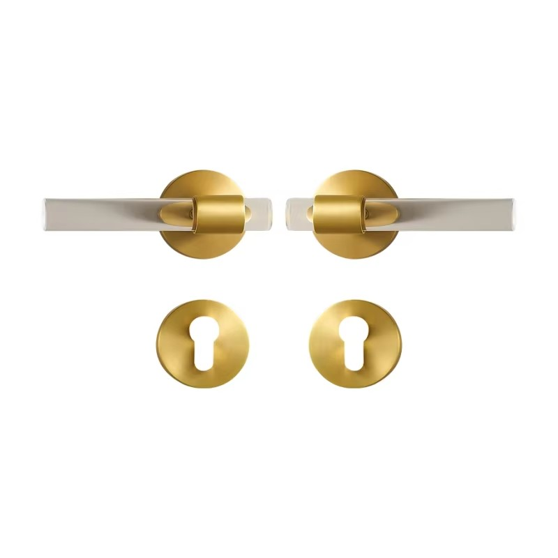 Dooroom Brass Acrylic Door Lock Set Modern Interior Bedroom Bathroom Double Wood Door Lever Set Dummy Privacy Passage Lock Set