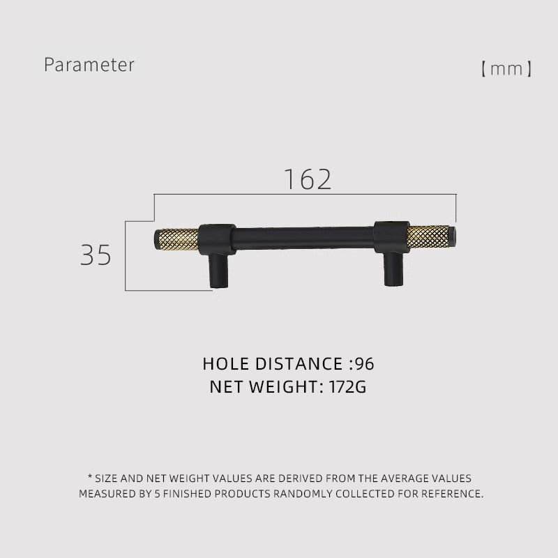 Dooroom Brass Furniture Handles T-bar Black Gold Knurled Textured Modern Italy Wardrobe Dresser Cupboard Cabinet Drawer Pulls