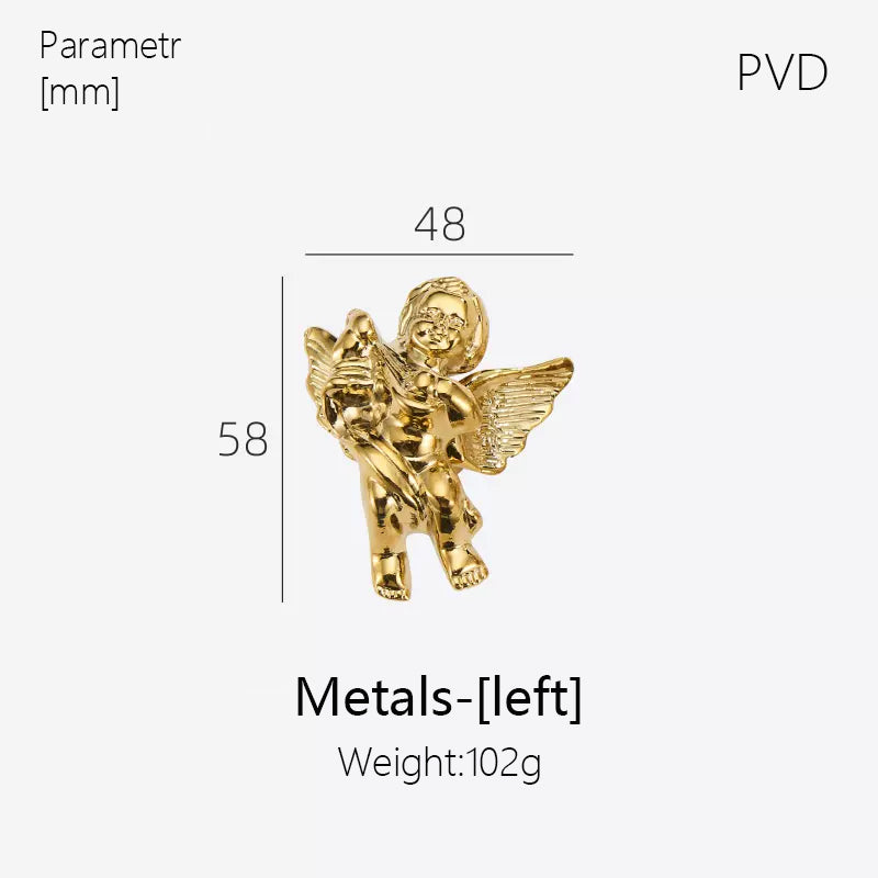Dooroom Brass Furniture Handles Angel Decorative Shiny Chrome PVD Gold Knobs Cupboard Wardrobe Dresser Drawer Cabinet Pulls