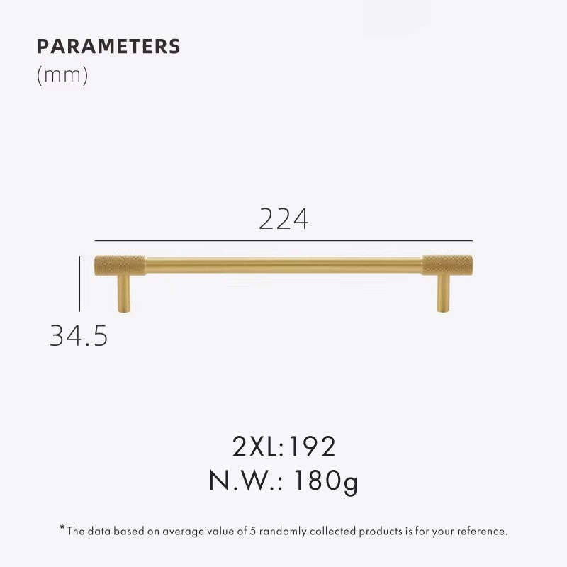 Dooroom Brass Knurling Furniture Handles Long Round Modern Pulls Cupboard Wardrobe Dresser Shoe Box Drawer Cabinet Wine Bar Knob