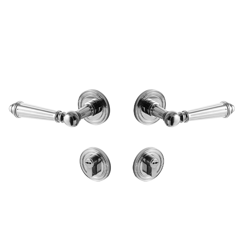 Dooroom Brass Door Lever Set Bright Silver French Retro Bedroom Gold Chrome New Classic Solid Wood Interior Lock Set Dummy Lock