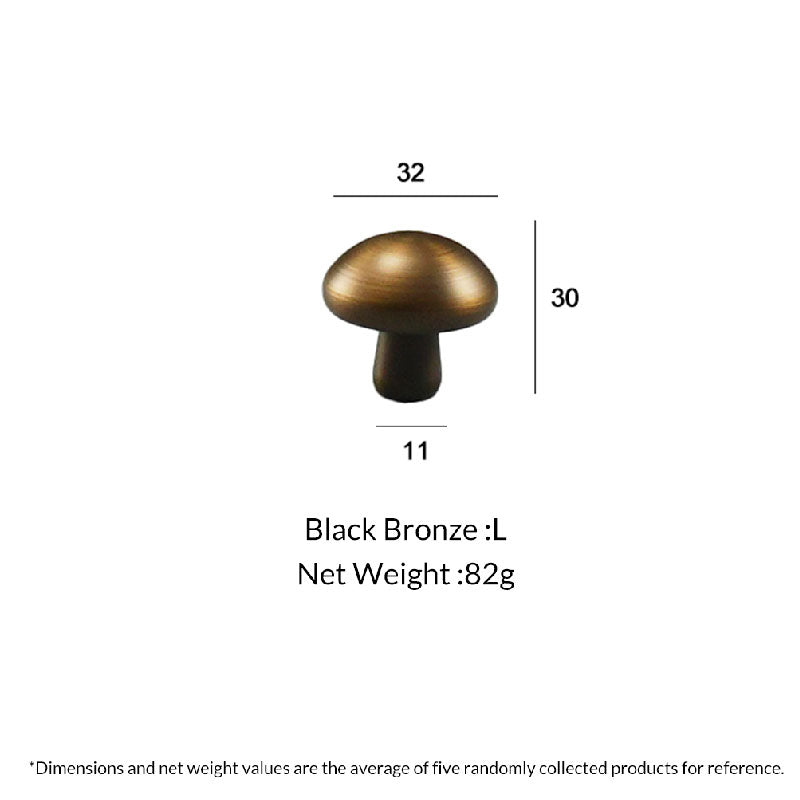 DOOROOM 1 Inch Matt Black Antique Brass Cabinet Knobs Modern Dresser Round Knobs Brass Mushroom Shape Pulls for Kitchen 