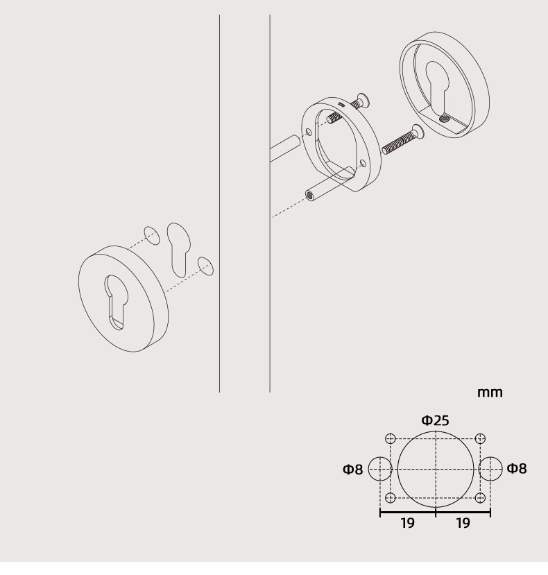 DOOROOM Brass Door Handle Accessories Euro Cylinder Escutcheon Rose Cover Matt Brass Antique Bronze Black