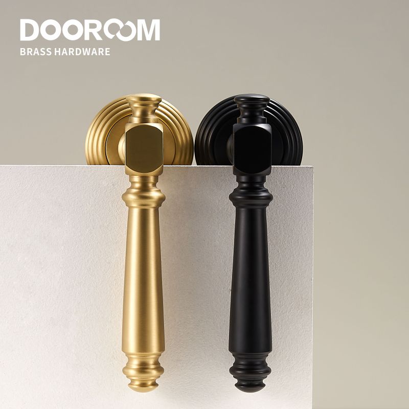 DOOROOM Indoor Door Lock Brass Set Bedroom Bathroom Double Wood Door Lever Dummy Quiet Magnetic Suction Door Lock Household