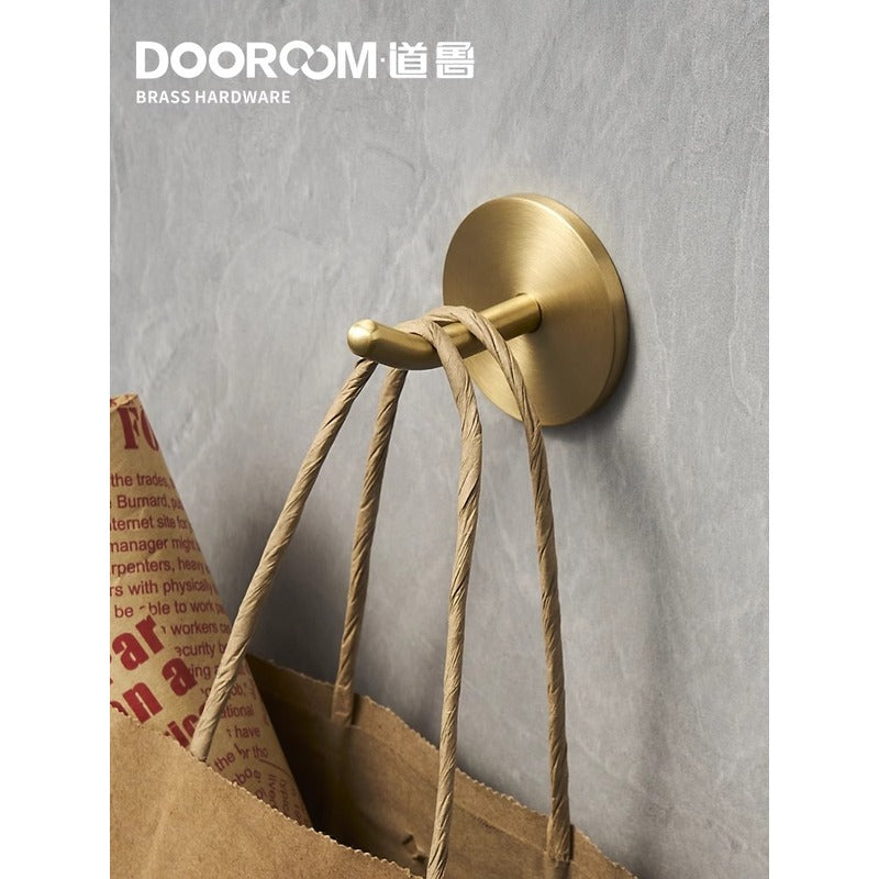 Dooroom Brass Punch Free Bearing Hooks Bathroom Indoor Kitchen Hallway Wall Clothes Hooks Wall Hangings Row Hooks Nordic