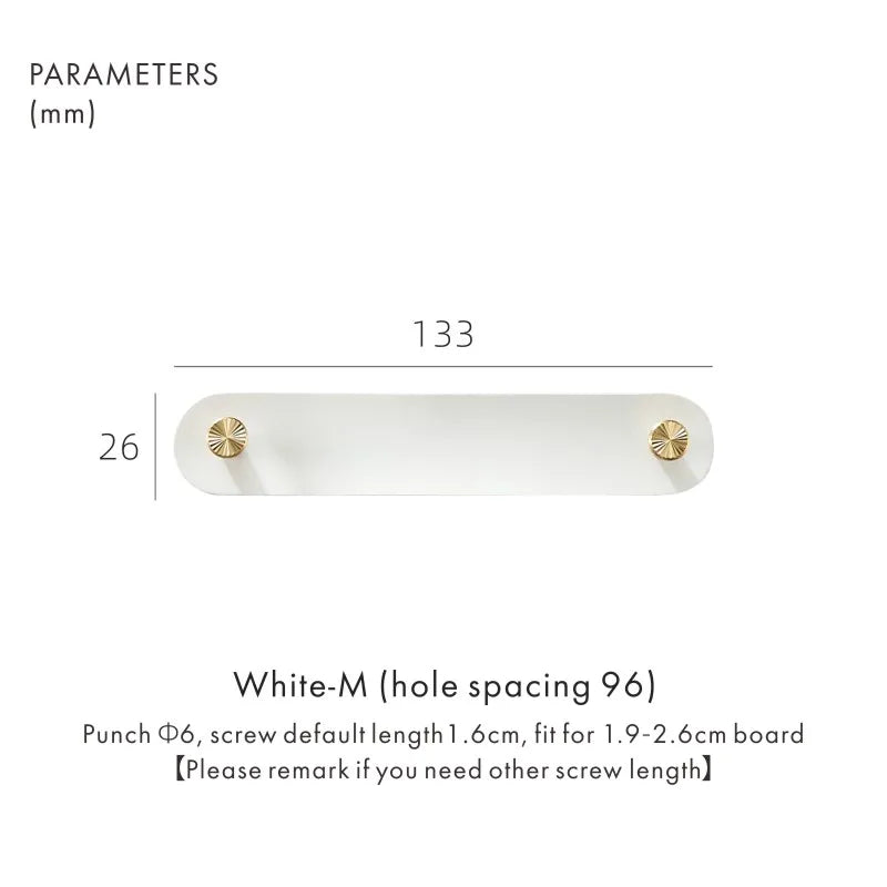 Dooroom Brass Furniture Handles Red Cow Leather Nordic