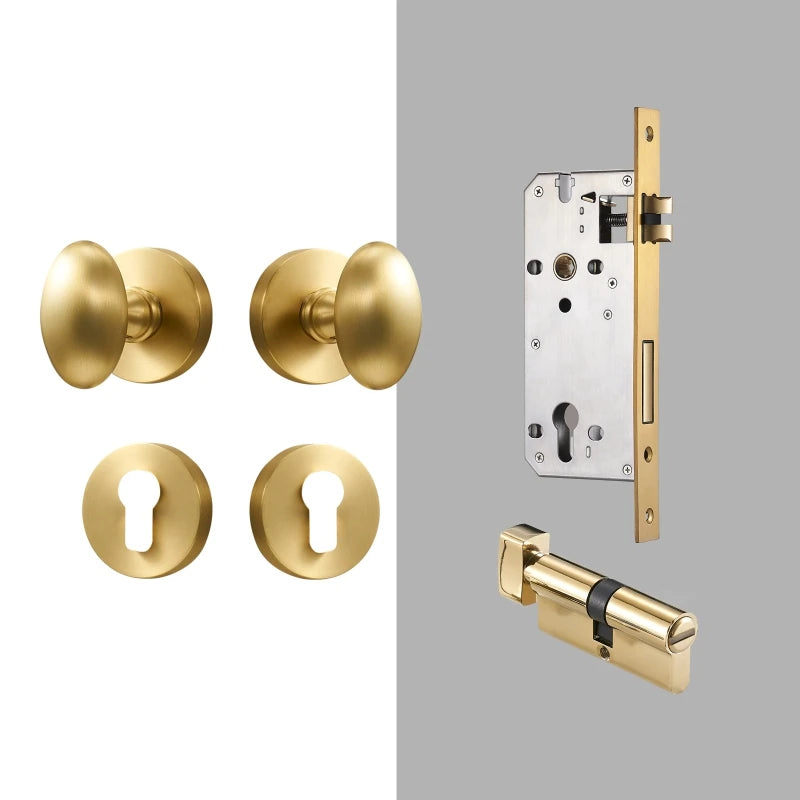 Dooroom Brass Door Lock Set Modern Interior Bedroom Bathroom Double Wood Door Lever Set Dummy Privacy Passage Hidden Door Lock