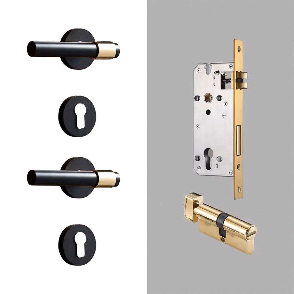 Dooroom Brass Lever Light Luxury Black Gold Modern Fashion Interior Room Bedroom Bathroom Solid Wood Door Lock Split Handle Knob