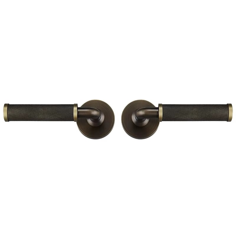 Dooroom Brass Knurled Door Lock Set Modern Interior Bedroom Bathroom Double Wood Door Lever Set Dummy Knob Privacy Passage Locks