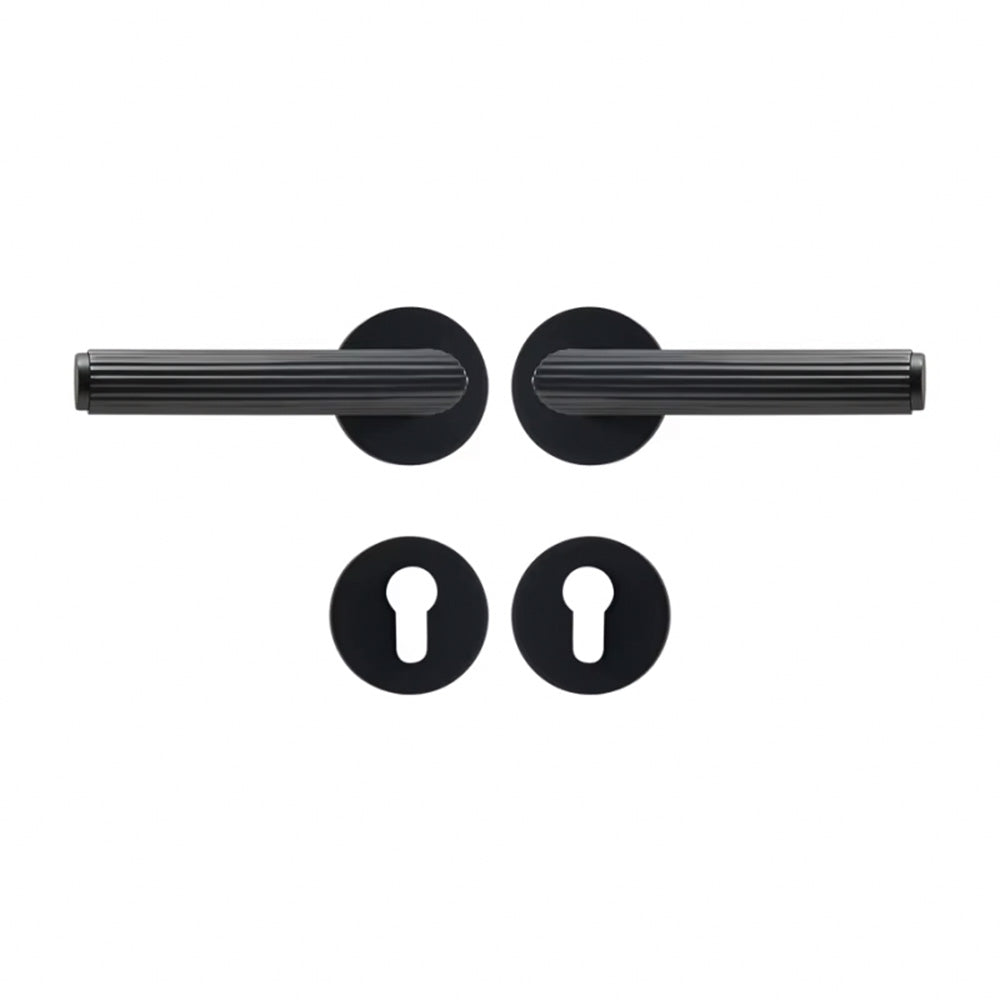 Dooroom Brass Door Lock Set Modern Stripe Matt Silver Interior Bedroom Bathroom Double Wood Door Lever Dummy Privacy Passage