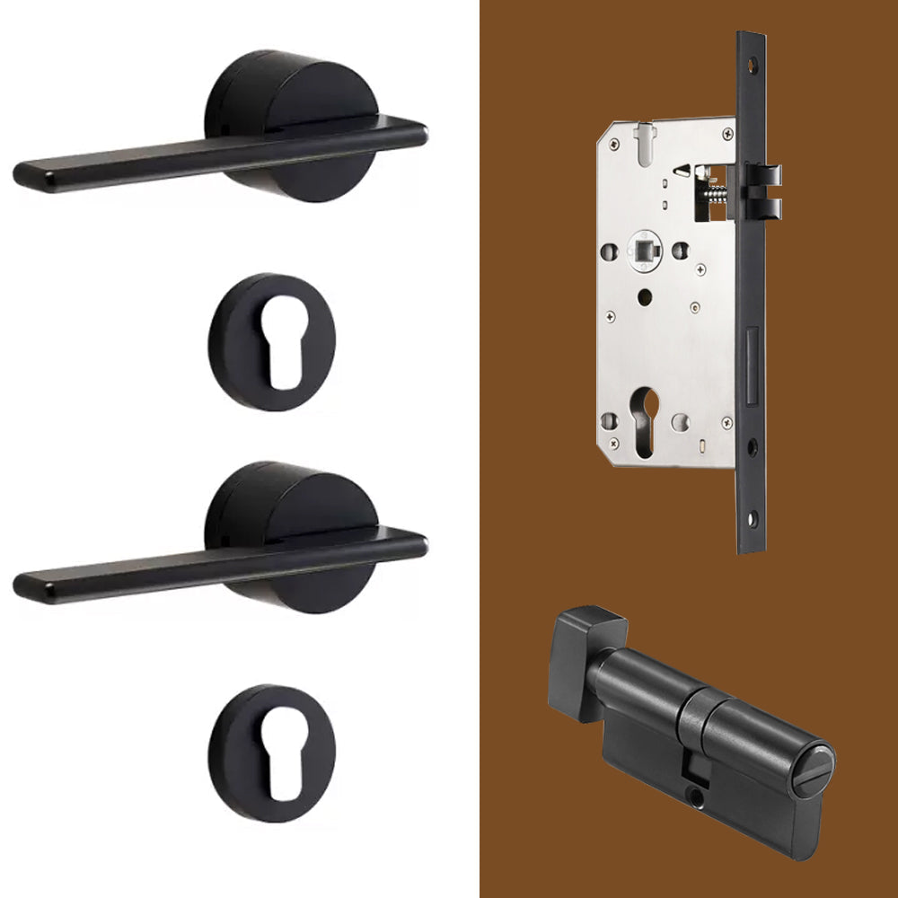 Dooroom Brass Door Lock Set Modern Gold Black Silver Interiror Bedroom Bathroom Double Wood Door Lever Set Dummy Handle Knob