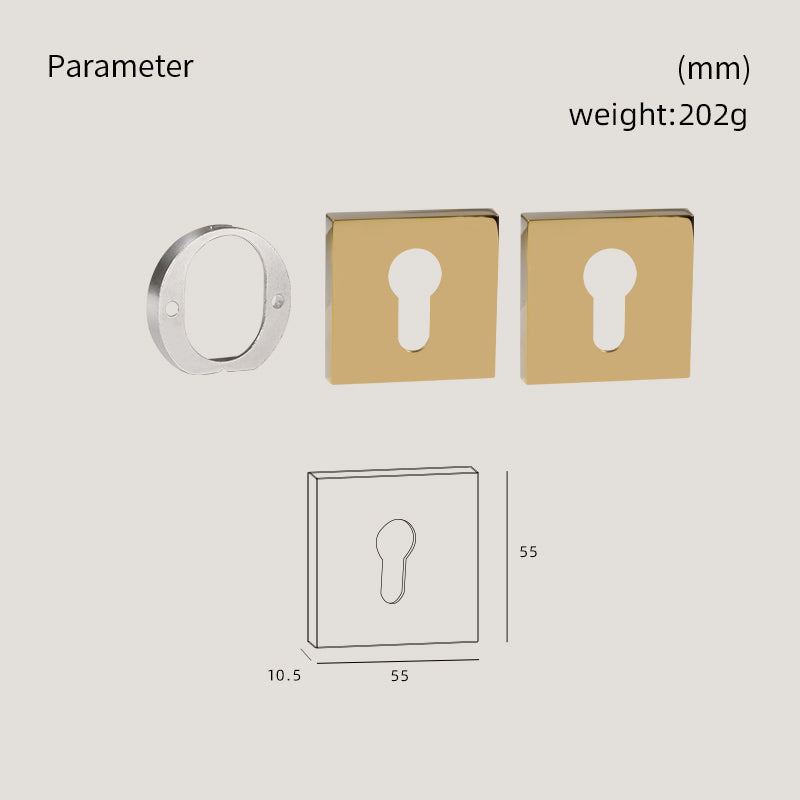 DOOROOM Brass Door Handle Accessories Euro Cylinder Escutcheon square Matt Brass Antique Bronze Black