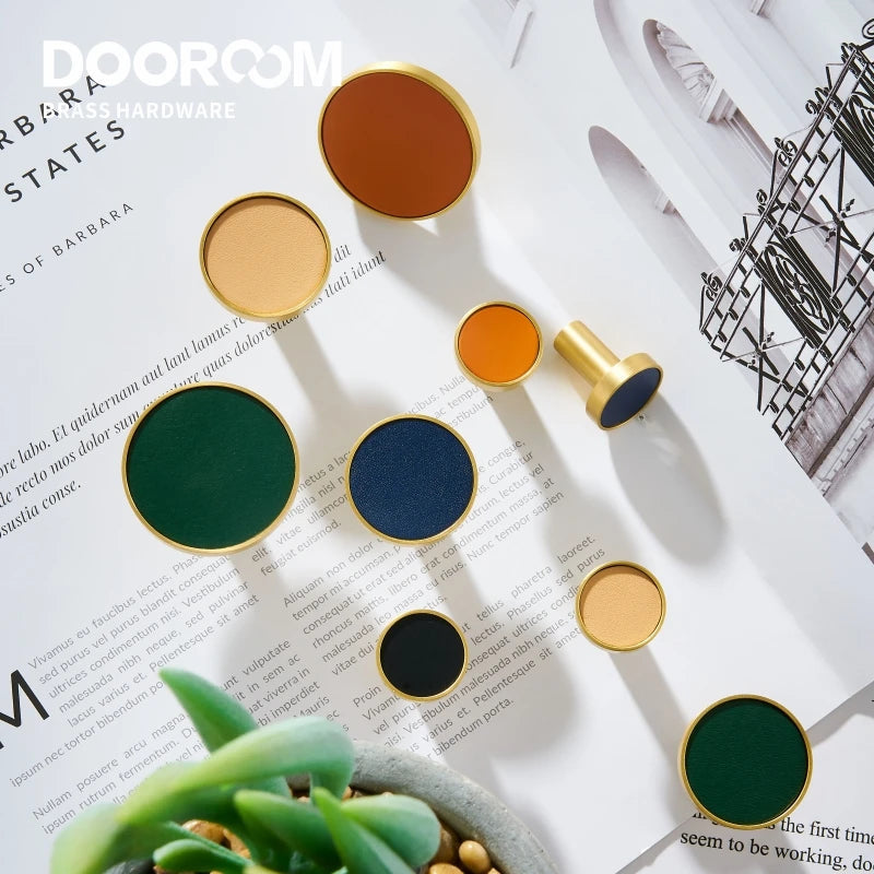 Dooroom Brass Leather Colorful Hooks Bathroom Indoor Kitchen Hallway Wall Clothes Hangers Wall Hangings Row Hooks