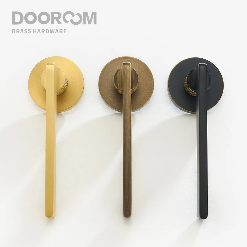 Dooroom Brass Door Lever Mute Black Gold Interior Bedroom Bathroom Wood Door Lock Set Dummy Handle Knob