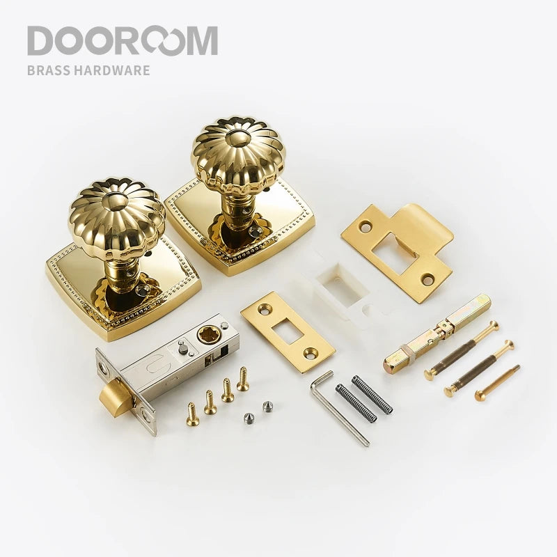 Dooroom 隐私门锁套装 闪亮金色 PVD 无钥匙旋钮浴室卧室门锁 南瓜色