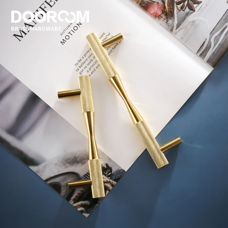 Dooroom Brass Furniture Handles Black Gold Exquisite Knurled Pulls Cupboard Wardrobe Dresser Shoe Box Drawer Cabinet Knobs 