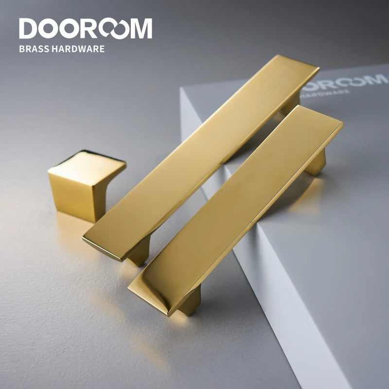 Dooroom 黄铜家具把手现代北欧衣柜梳妆台橱柜橱柜抽屉旋钮闪亮金色 PVD 拉手
