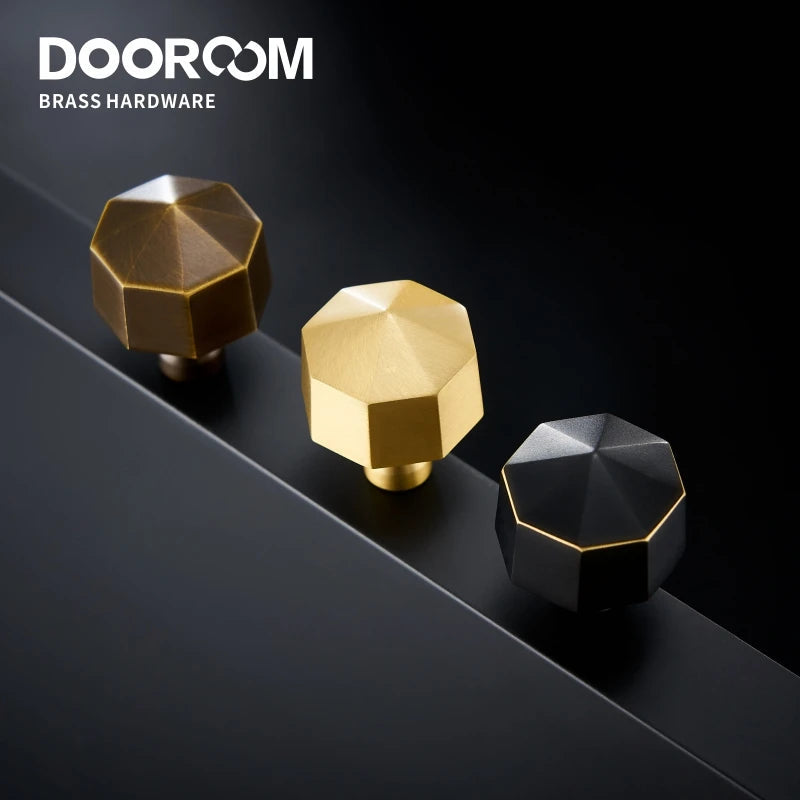 Dooroom Brass Furniture Handles Nordic Simple American Octagon Pulls Cupboard Wardrobe Dresser Shoe Box Drawer Cabinet Knobs 