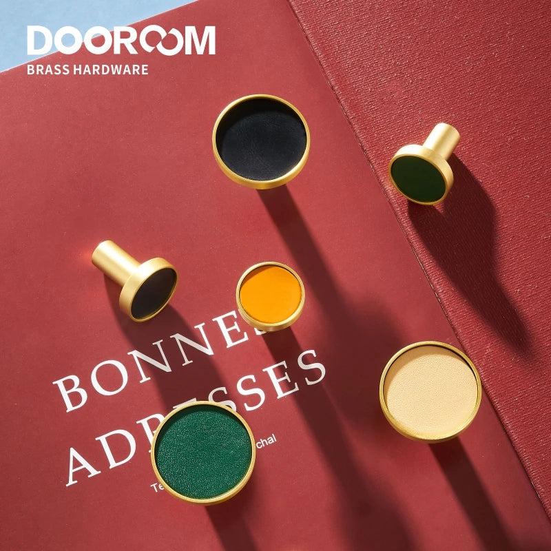 Dooroom Brass Leather Colorful Hooks Bathroom Indoor Kitchen Hallway Wall Clothes Hangers Wall Hangings Row Hooks