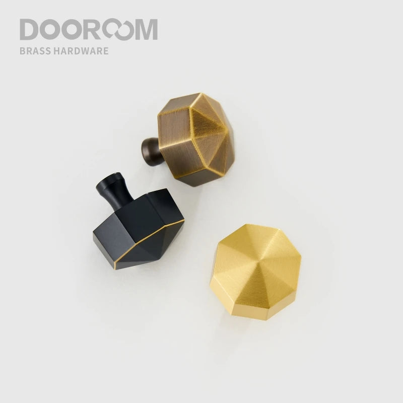 Dooroom Brass Furniture Handles Nordic Simple American Octagon Pulls Cupboard Wardrobe Dresser Shoe Box Drawer Cabinet Knobs 