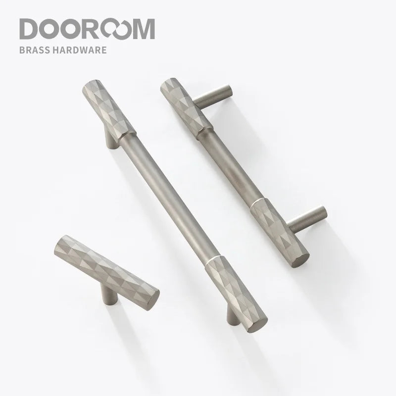 Dooroom Brass Furniture Handles Hammered Matt Brushed Nickel Cupboard Wardrobe Dresser Shoe Box Drawer Cabinet Round T bar Knobs