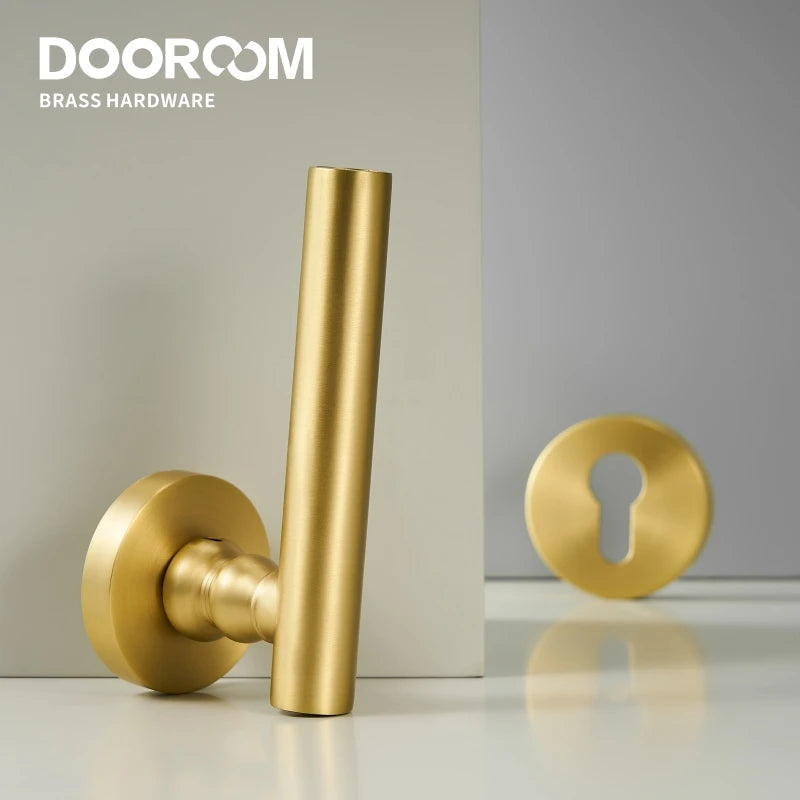 Dooroom 黄铜门锁套装现代北欧室内卧室浴室双木门杆套装假锁把手