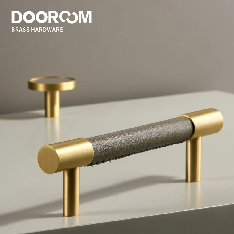 Dooroom New Leather Furniture Handles Light Luxury Grey Wardrobe Dresser Cupboard Cabinet Drawer Pulls Easy Maintenance
