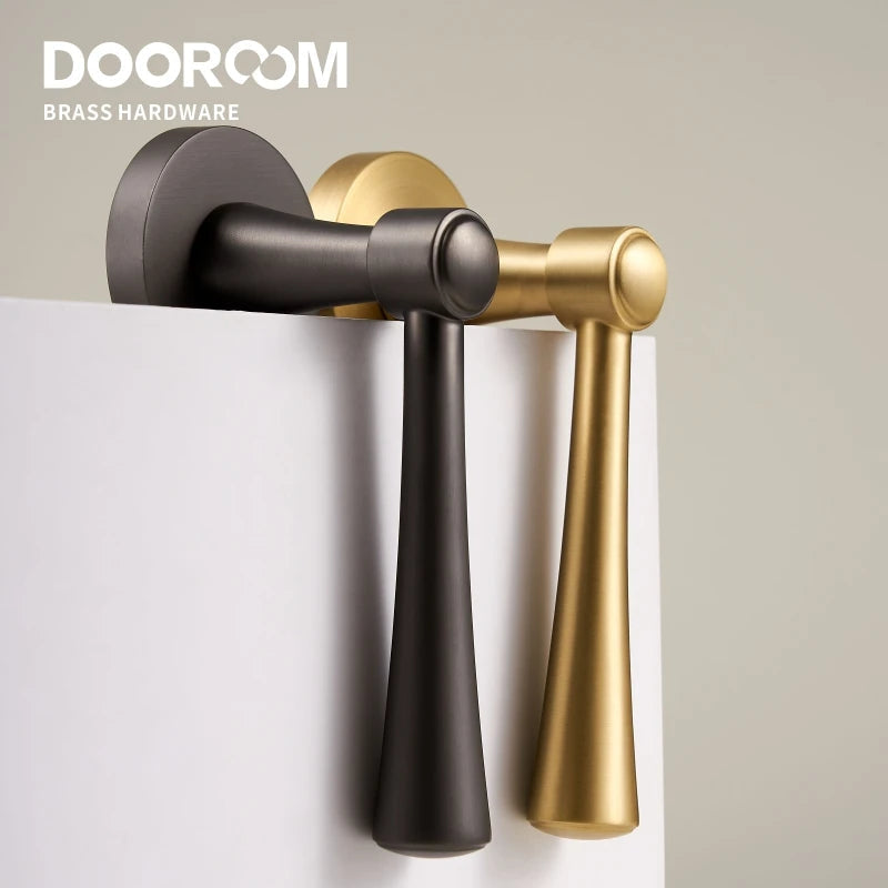 Dooroom Brass Door Lock Set Modern Light Luxury Interiror Bedroom Bathroom Double Wood Door Lever Set Dummy Handle Knob
