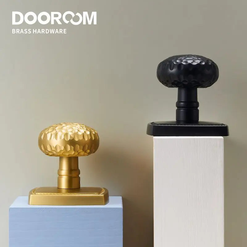 Dooroom Brass Door Lock Set Hammered Modern Bedroom Bathroom Double Lever Dummy Privacy Passage Hidden Handle Knob