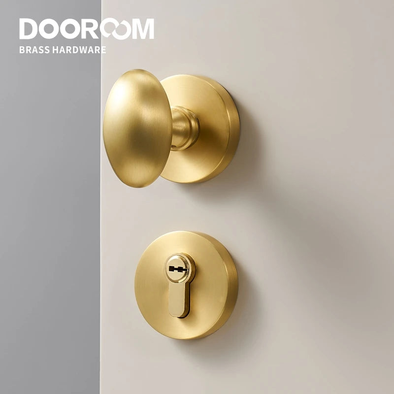 Dooroom Brass Door Lock Set Modern Interior Bedroom Bathroom Double Wood Door Lever Set Dummy Privacy Passage Hidden Door Lock