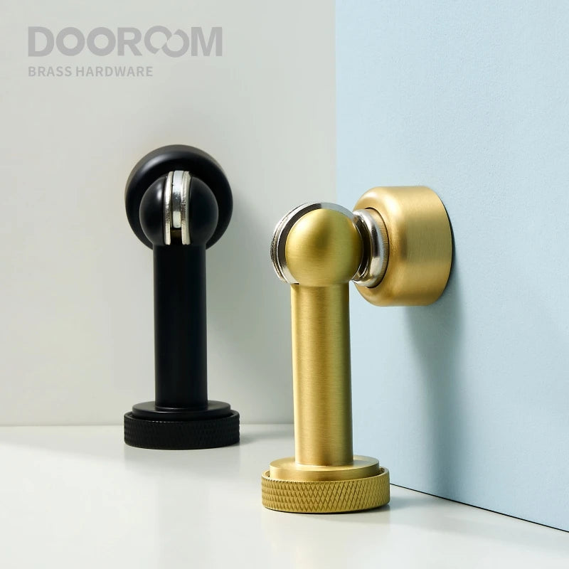 Dooroom黄铜门挡重型滚花门固定器磁性门吸
