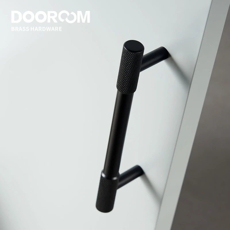 Dooroom Brass Knurling Furniture Handles Long Round Modern Pulls Cupboard Wardrobe Dresser Shoe Box Drawer Cabinet Wine Bar Knob