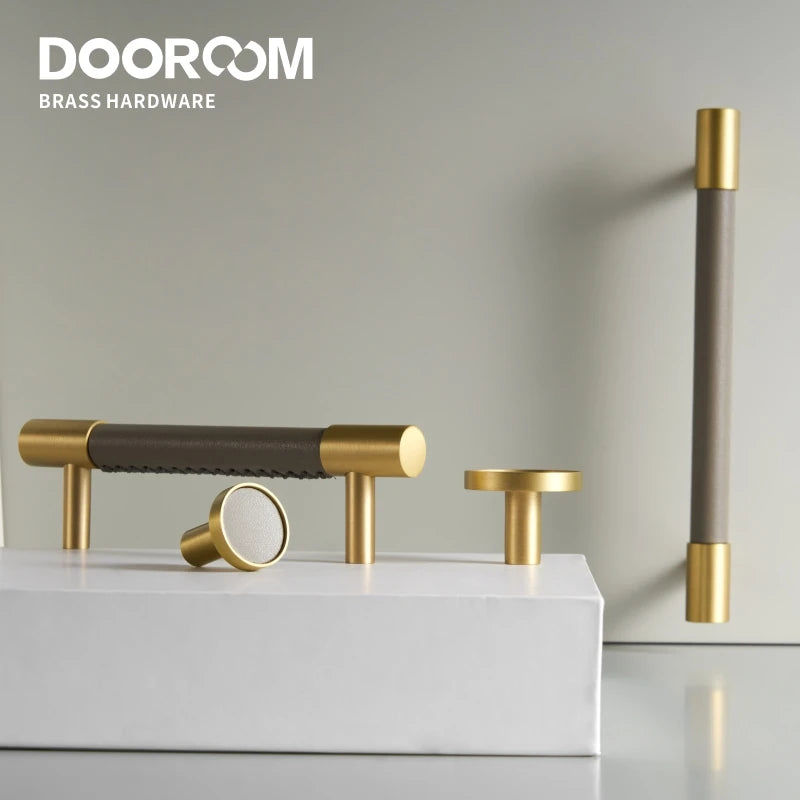 Dooroom New Leather Furniture Handles Light Luxury Grey Wardrobe Dresser Cupboard Cabinet Drawer Pulls Easy Maintenance