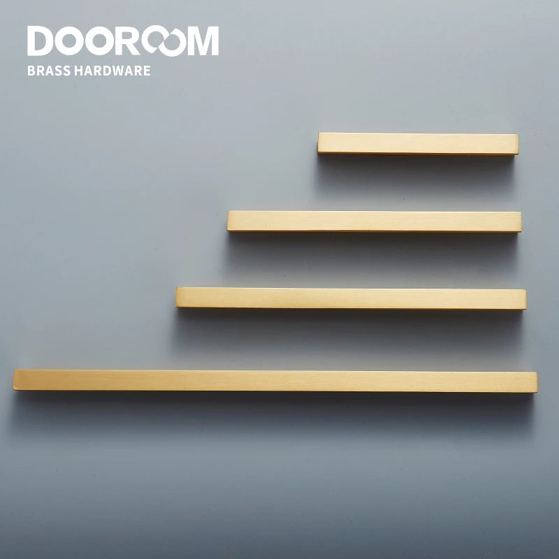 Dooroom Zoe Brass Furniture Handles Long Modern Matt Wardrobe Dresser Cupboard Cabinet Door Drawer Pulls Knobs