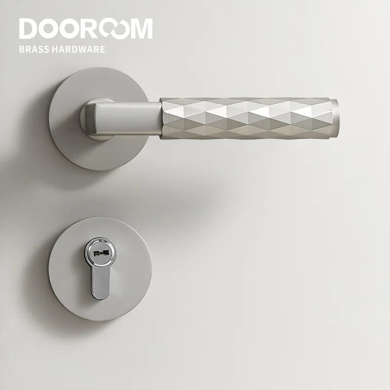 Dooroom 黄铜门锁套装现代黑镍锤纹室内卧室浴室双木门杆假隐私通道