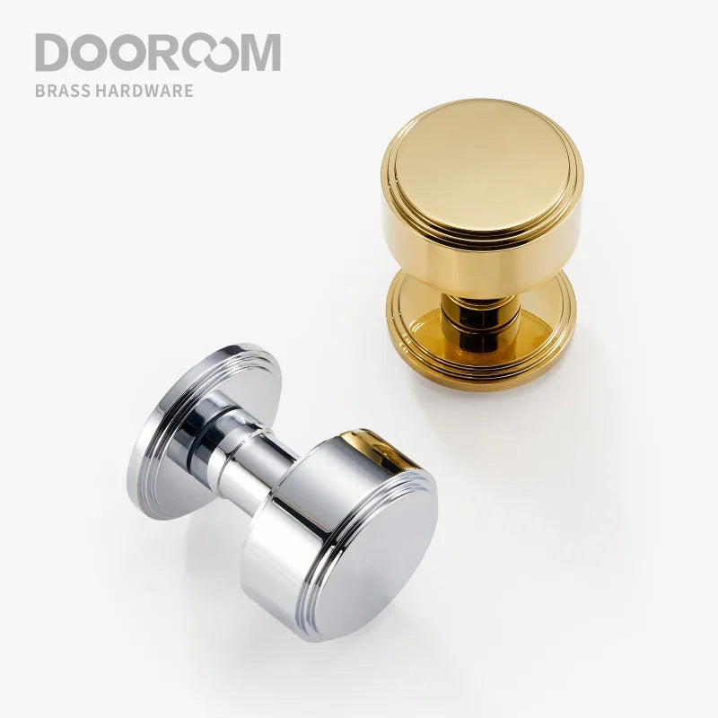 Dooroom Brass Door Lock Set PVD Shiny Gold Bright Chrome Interior Bedroom Bathroom Double Wood Door Lever Dummy Passage Privacy
