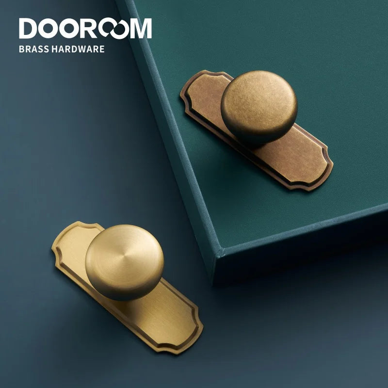 Dooroom Brass Furniture Handles Matt Nickel Yellow Bronze Pulls With Base Cupboard Wardrobe Dresser Shoe Box Drawer Cabinet Knob