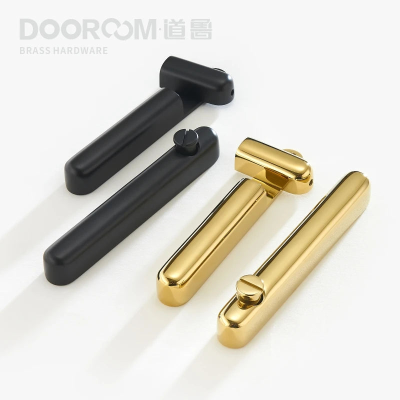 Dooroom Brass Sliding Door Lock Set Handles Gold PVD Black Interior Living Room Bathroom Balcony Kitchen