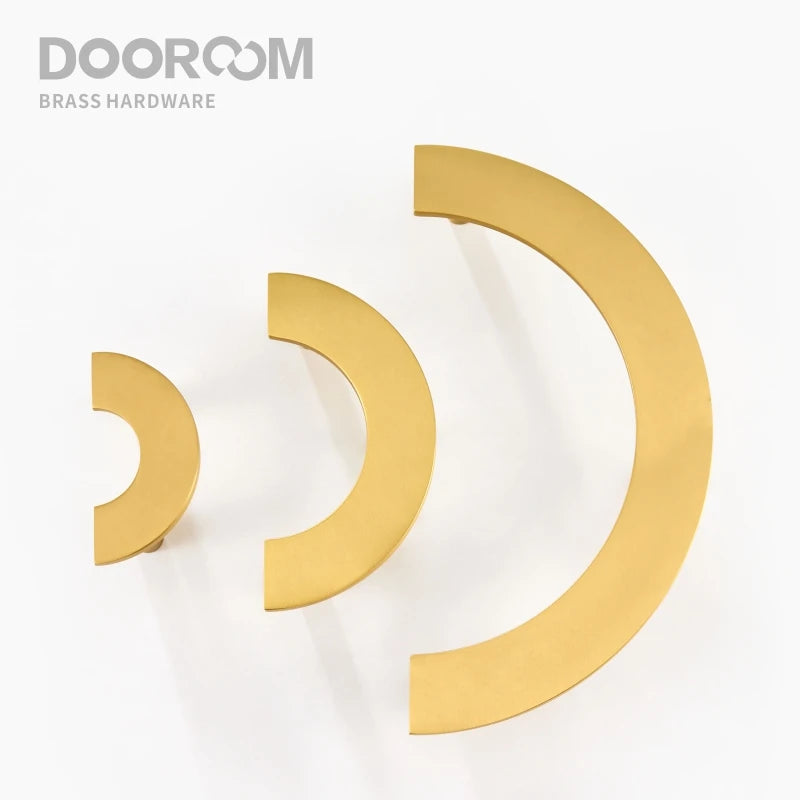 Dooroom Brass Furniture Handles Modern Light Luxury Semi Circle Pulls Wardrobe Dresser Cupboard Cabinet Drawer half moon Knobs