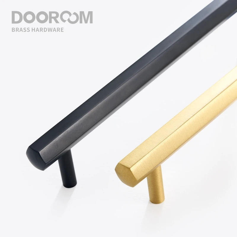 Dooroom Brass Hexagon Furniture Handles Long Modern Pulls Cupboard Wardrobe Dresser Shoe Box Drawer Cabinet Knobs